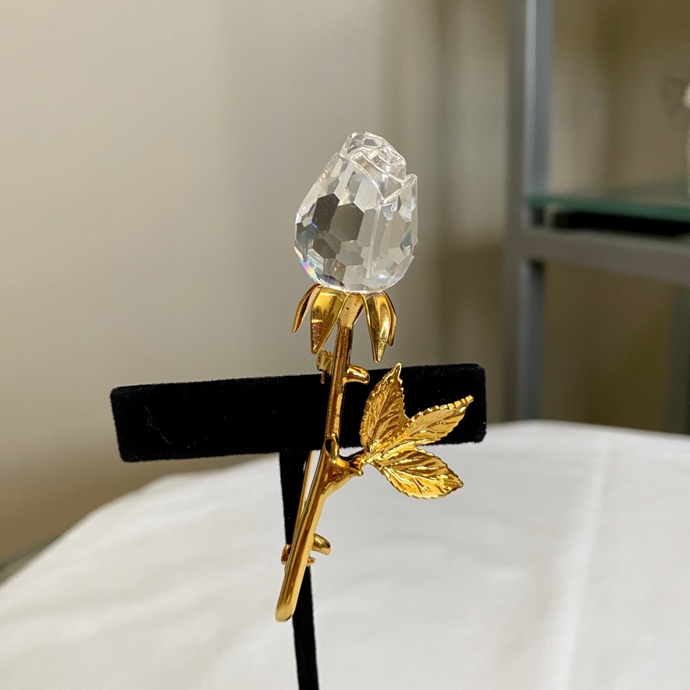 Crystal Rose Flower Brooch